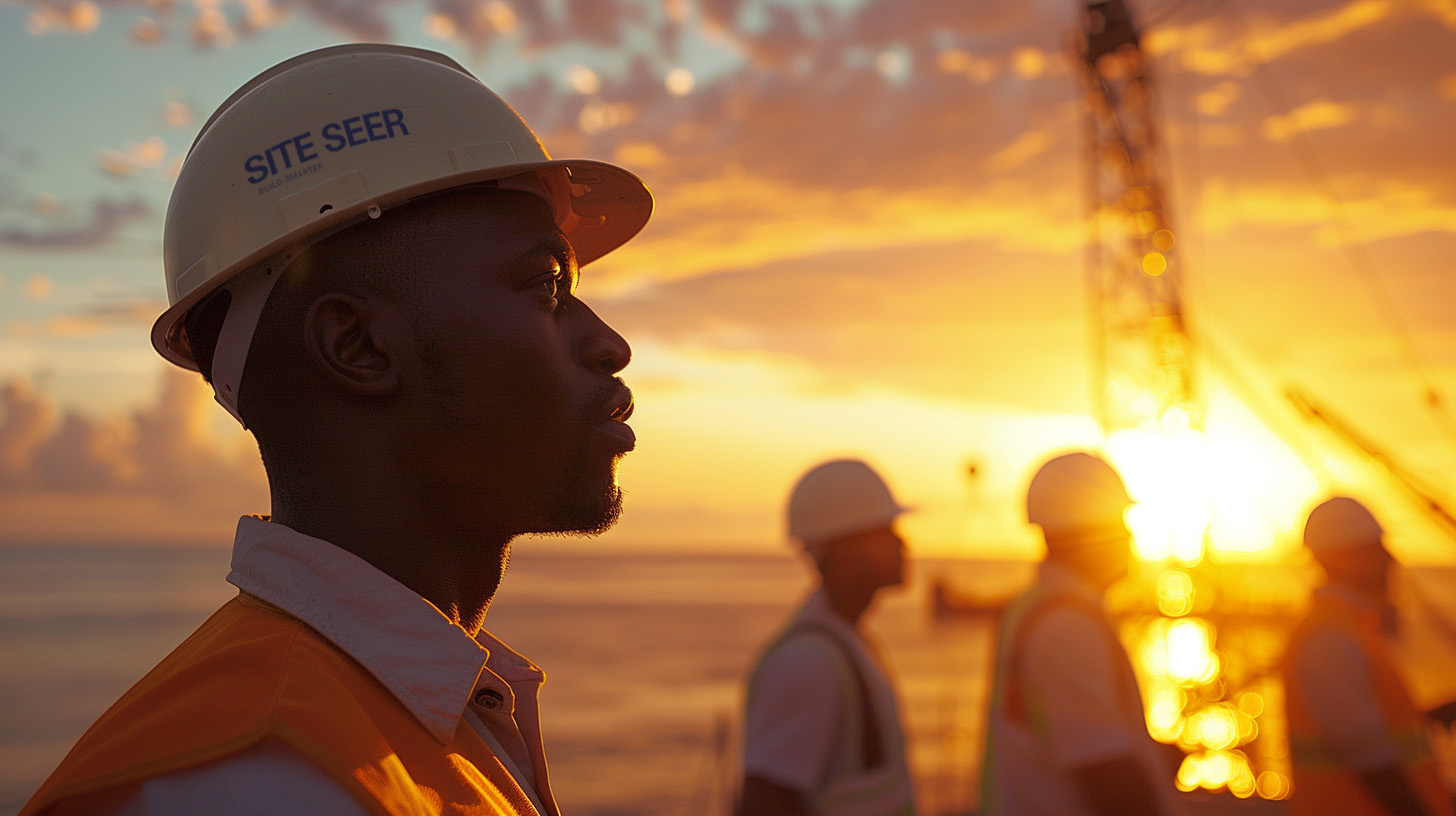 African sunset over construction site